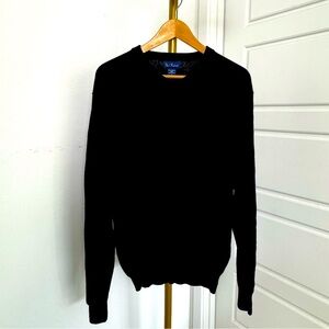 Extra Fine Merino Wool Men's Black‎ Pullover V Neck Quiet Luxury Sweater Size L